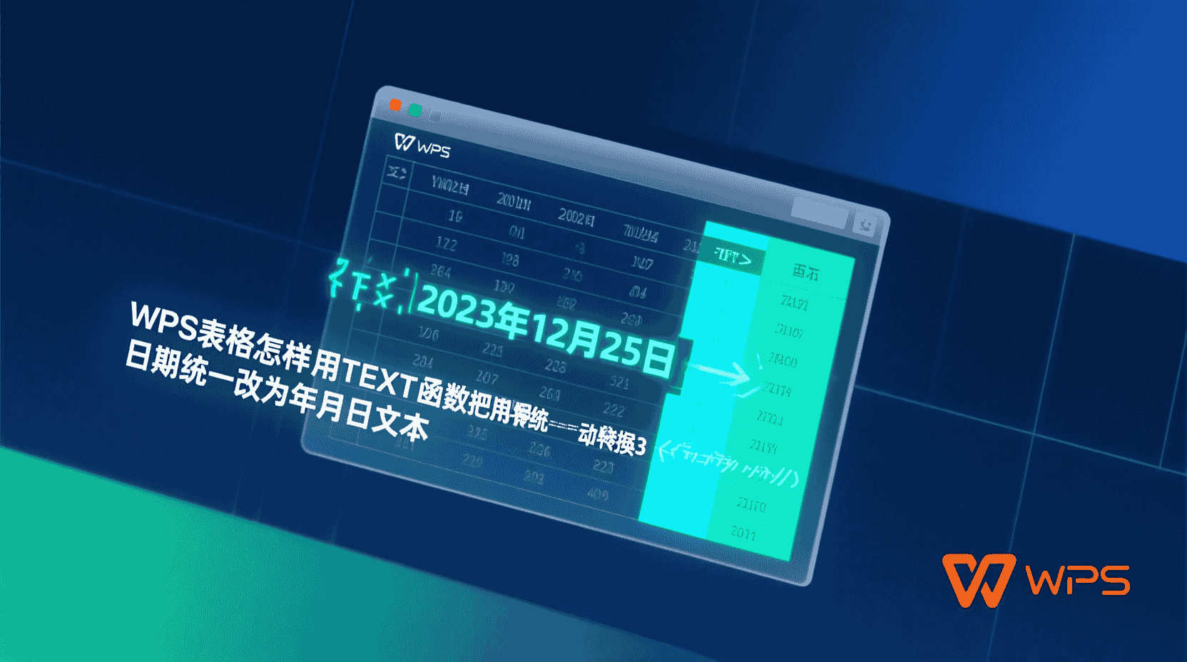 WPS表格怎样用TEXT函数把日期统一改为年月日文本？